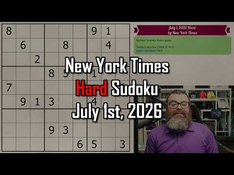 NYT Hard Sudoku Walkthrough | July 1, 2026