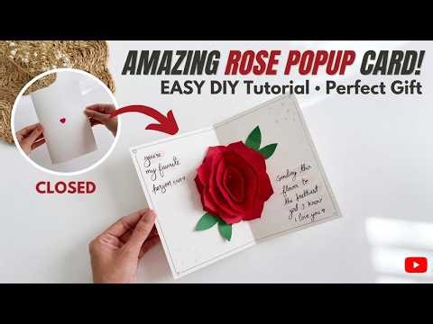 DIY Rose Pop-Up Card 🌹 Easy But SO Beautiful | Handmade Rose Card Tutorial ✨ Perfect Gift Idea