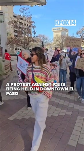 A protest against ICE is being held at San Jacinto Plaza in downtown El Paso. https://bit.ly/45QiHxP | KFOX-TV