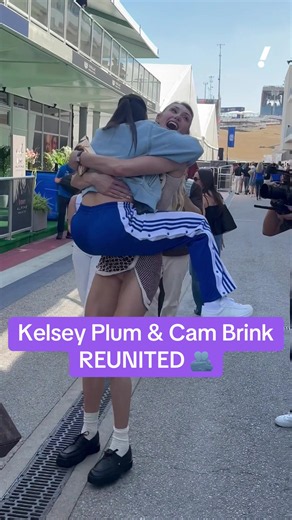 It was a race to embrace for the former Sparks teammates at Circuit of the Americas 🤗 #wnba #basketball #cameronbrink #kelseyplum #bffs