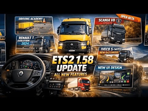 ETS2 1.58 Beta Update Overview | New Trucks, Physics, UI & Driving Academy