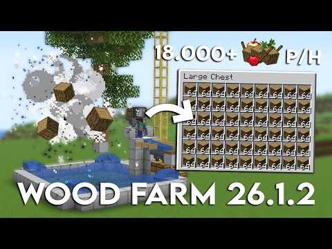 BEST MINECRAFT AUTOMATIC WOOD FARM 26.1.2 TUTORIAL - All Wood Types