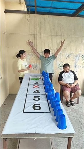 Bottle Roll Cup Stacking Challenge! 🍾 Red vs Blue Fun Game 🔴🔵