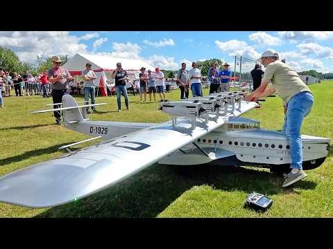 GERMAN GIANT DO-X DORNIER WITH 12 ENGINES! RC SCALE MODEL FLYING BOAT FLIGHT DEMONSTRATION