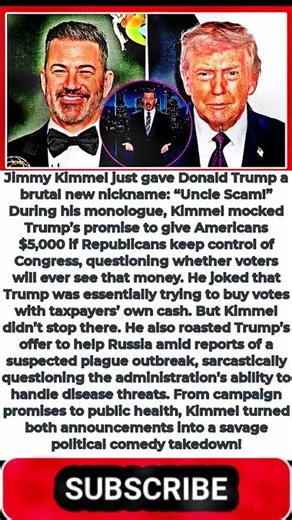 Jimmy Kimmel Destroys Trump as “UNCLE SCAM” Over $5,000 Promise and Russia Plague Joke!