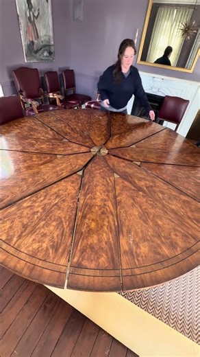 Burr Walnut Circular Extending Jupe Dining Table