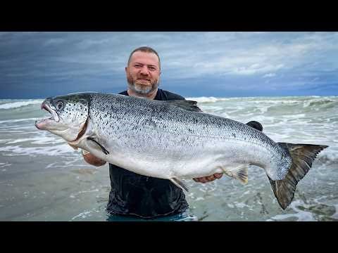 Oven Baked Salmon Recipe 🐟 Giant Fish with Lemon & Veggies (Outdoor Cooking)