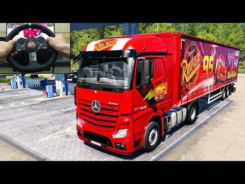 Lightning McQueen Dump Truck | ETS2 Steering Wheel Gameplay #7