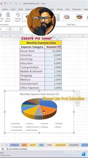 How to Create a Pie Chart in MS Excel 📊 | Excel Tutorial for Beginners #Shorts #excel #new