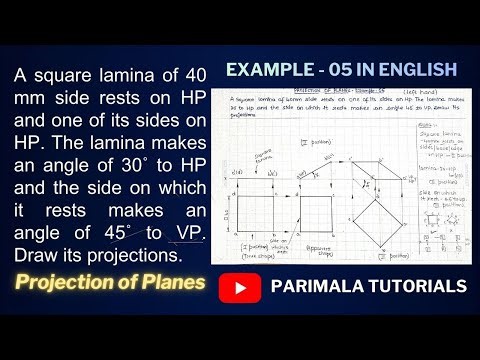 Projection of Planes_ Square Lamina_ Example 05_ Engineering Drawing