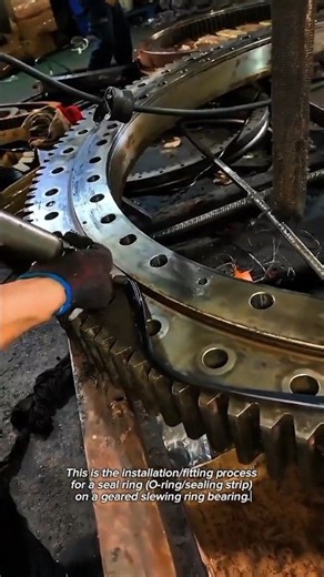 Precision Slewing Bearing Seal Installation on a Massive Gear Ring | Heavy Equipment Maintenance