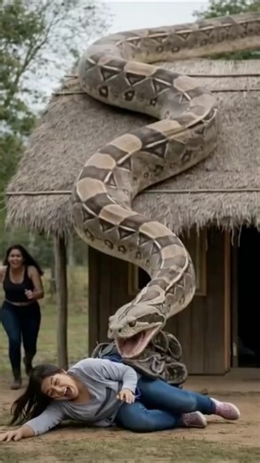 Giant Python Lifts Girl Onto Roof 😱 | Shocking Snake Attack