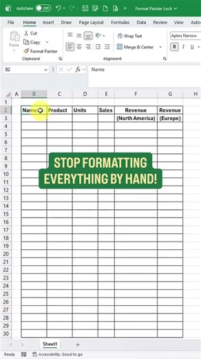 How to use Painter to format in Excel 🎨🧑‍🎨 #excel #exceltips #worklife #corporate