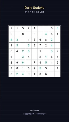 Daily Sudoku #43 — Can You Solve It? 🧩 #Shorts