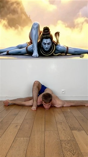Reclining Shiva Pose on the Floor 🧘 #yogapose #challenge #flexibility #stretching #shiva #mobility