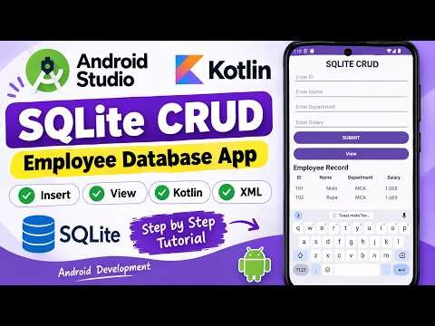 Android Studio SQLite CRUD App in Kotlin | Employee Database (Insert & View) | XML Layout Tutorial