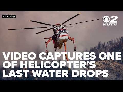 Video capture one of helicopter crew’s last water drops over fire before crash