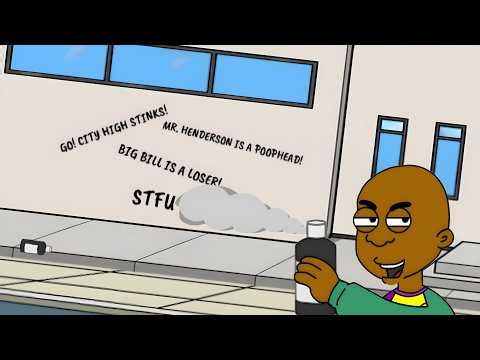 Go!Animate Mayhem: Little Bill Spray Paints Bad Words On The School & Gets Grounded!