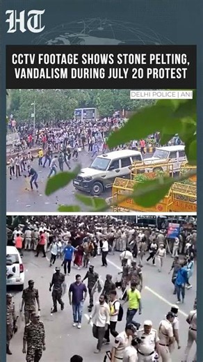 Delhi Protest Violence Caught on CCTV: Stone Pelting, Vandalism During July 20 Protest | #shorts