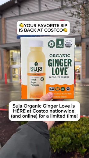 COSTCO DEALS on Instagram: "#ad 🍋Your favorite sip is back at Costco🍋 @SujaOrganic Ginger Love is HERE at Costco nationwide (and online) for a limited time! 📍Find it now in the refrigerated beverage section and tap the link in our stories to find Suja Organic Ginger Love near you! 💛It’s seriously refreshing with the right amount of zing ✨ Lemony, lightly sweet & the perfect amount of kick 💪 Vitamin C + 1 B CFU of probiotics 🌱 Organic lemon, ginger, pineapple & cayenne ✅ Just 15 calories, w