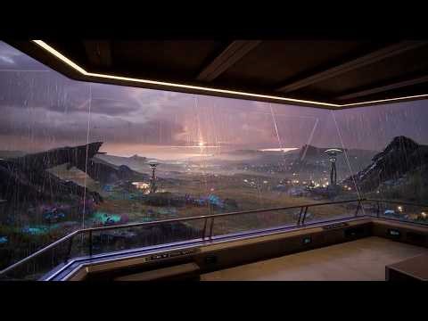 Rainy Alien Valley Sleep Room 🌧️ → Gentle Wake Up at Sunrise | 8 Hours Ambient