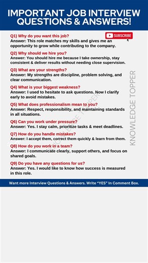9 Most Important Job Interview Questions and Answers