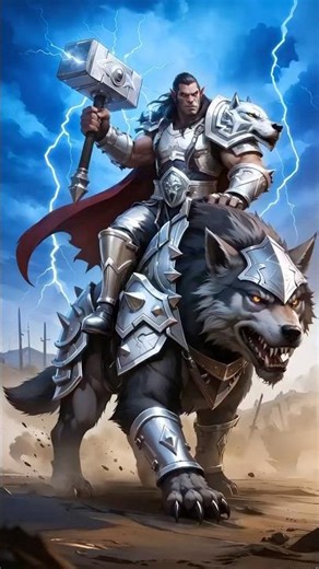 Armored Warrior Rides Fierce Wolf Mount #shorts #fantasy #warrior