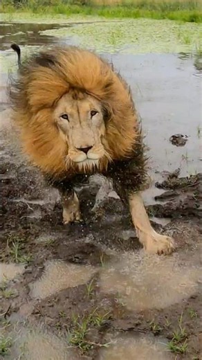 LION Plays in the Water! #cat #wildlife #nature