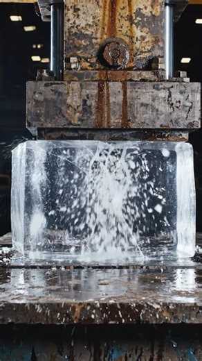 Ice Cube Explosion Under Hydraulic Press 😱