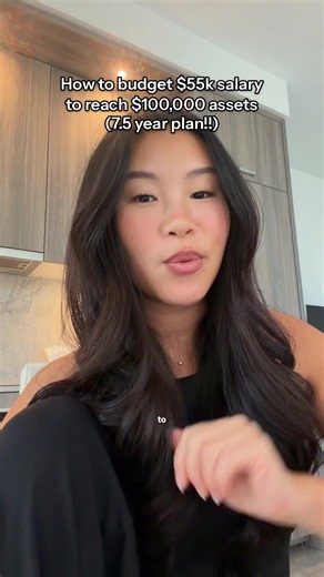 How to budget a $55k salary to reach 6 figures in assets in 7.5 years (or shorter 😉). If you want to see all the stocks I own, you know where the link is. #invest #passiveincome #genz #money #investingforbeginners
