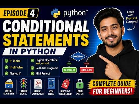 Python Conditional Statements | if, if-else, if-Elif-else, Nested if & Logical Operators | Episode 4