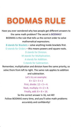 BODMAS in Maths👇👇#youtubeshorts #maths #sscreasoningpracticeset #ytshorts #youtubeshorts