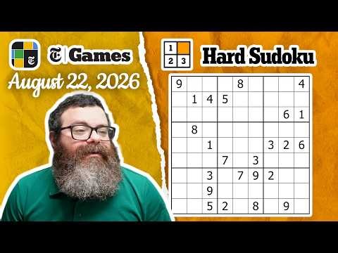NYT Hard Sudoku Walkthrough | August 22, 2026