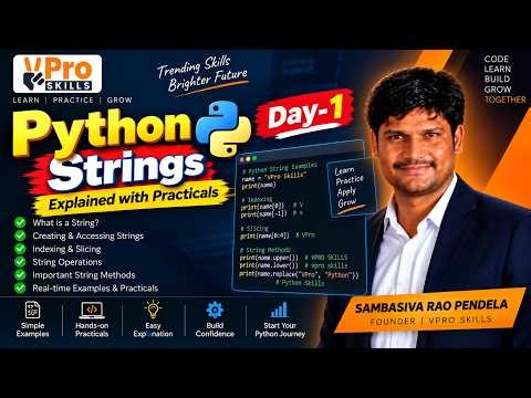 Day-1 | Python Strings Explained | String Operations & Methods | Python for Beginners