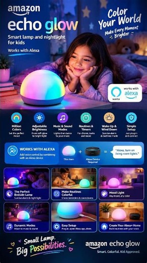 Amazon Echo Glow🔥🌈 | Smart Kids Night Light That Works With Alexa #viral #trending