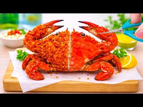Miniature Seafood 🦀Crispy fried crab with sweet and sour sauce 🐙 ASMR Cooking Mini Food