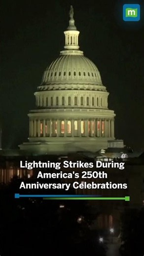 Moment Lightning Flashes Over Washington During US 250th Anniversary Independence Day Celebrations