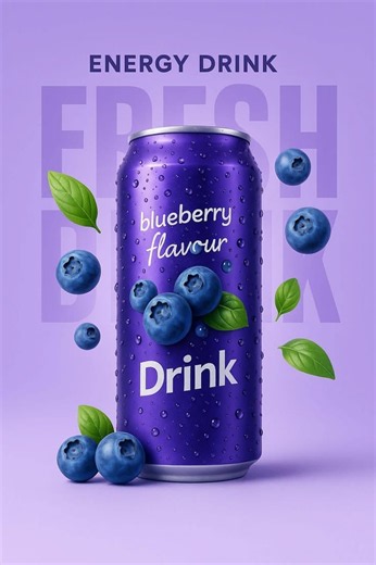 Blueberry Energy Drink Poster Mockup PSD | Energy drink poster design, Ad for drink, Blueberry drink post design