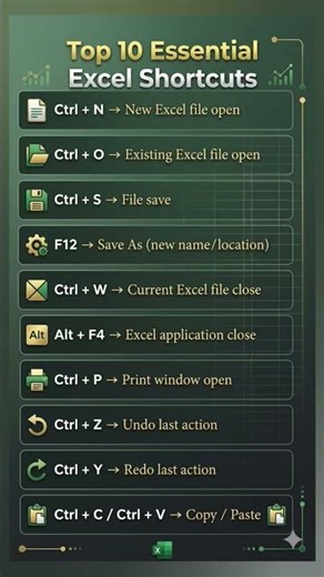 10 Excel Shortcuts You Must Know ⚡
