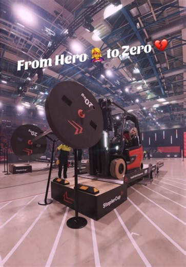And just like that, her chances at the Forklift World Championship literally roll away. 🏋️‍♀️📉 #staplercup #forklift #fail #epicfail #forkliftcertified