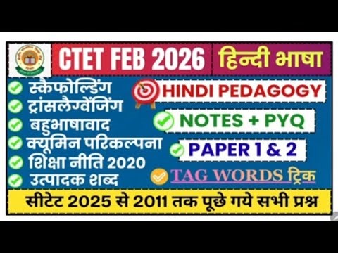 सीटेट 2026 सम्पूर्ण हिन्दी PEDAGOGY | क्यूमिन परिकल्पना | ट्रांसलैग्वेजिंग | स्कैफोल्डिंग| NEP 2020‪