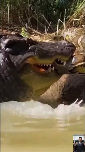 Deadly Riverbank Ambush Thirsty Python Faces Crocodile in Shocking Jungle Moment