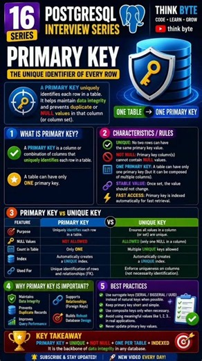 PostgreSQL Primary Key Explained 🔑 | SQL Interview Question | Series #16