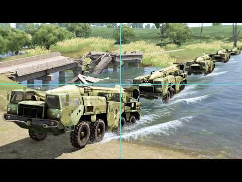 Russian Iskander Missile Launcher While Crossing River Ambushed by Missile