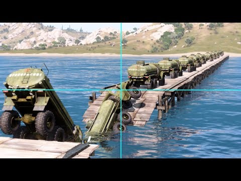 Russian Gas Tanker Truck Trapped On Fragile Wooden Bridge Hit By Missile