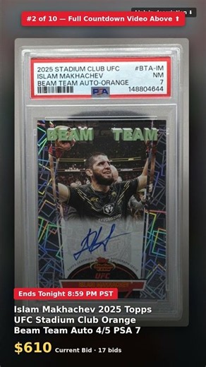 #2 - Ending Today - Link Below: Islam Makhachev 2025 Topps UFC Stadium Club Orange Beam Team Auto…