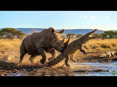 TITANS CLASH: Rhino vs. Giant Crocodile - The Battle For Water! (4K AI)