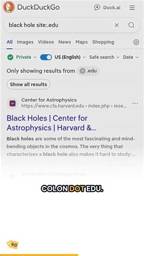 Filter DuckDuckGo Results to Dot Edu Sites Only