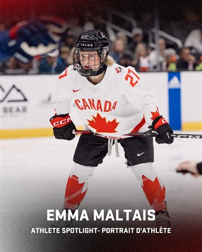 Canadian Olympic Team on Instagram: "🌟 Athlete Spotlight: Emma Maltais⁣ ⁣ From a young hockey star skating in Burlington to Olympic gold medallist, Emma Maltais is a key contributor for Team Canada. She won gold at the 2022 Beijing Olympics and is heading to her second Olympic Games. 🏒⁣ ⁣ Don’t miss her and Team Canada in action at Milano Cortina! 🇨🇦⁣ ⁣ - ⁣ ⁣ 🌟 Portrait d’athlète : Emma Maltais⁣ ⁣ De jeune étoile du hockey à Burlington à médaillée d’or olympique, Emma Maltais est un élément