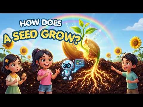 🌱 How Seeds Grow into Plants | Germination Explained | Animated for Kids 🌈 | Moyna’s Learning